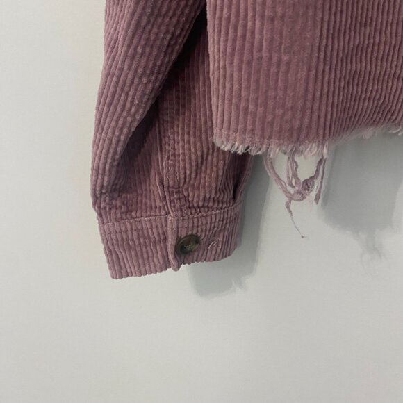 AMERICAN EAGLE Purple Cotton Cropped Distressed Corduroy Jacket Size Small - Picture 4 of 7